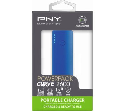 PNY  Curve 2600 Portable Power Bank - Blue